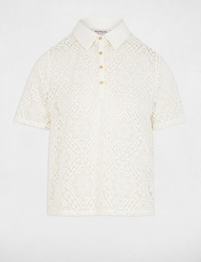 Polo manches courtes blanc femme