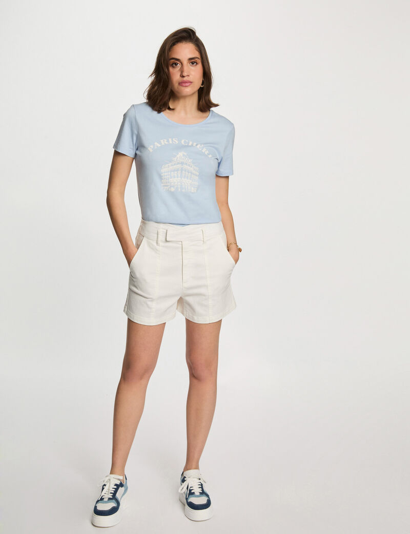 T-shirt mit Aufschrift himmelblau damen