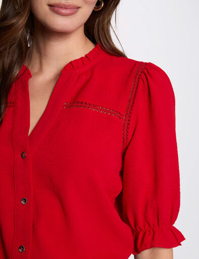 bluse mit 34 armeln rot damen Bluse mit 3/4 Ärmeln rot damen