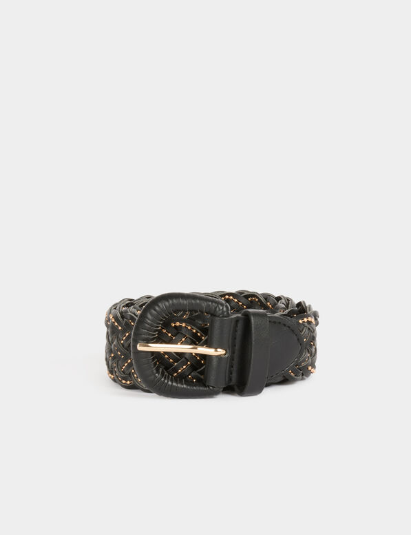 Ceinture tressée noir femme
