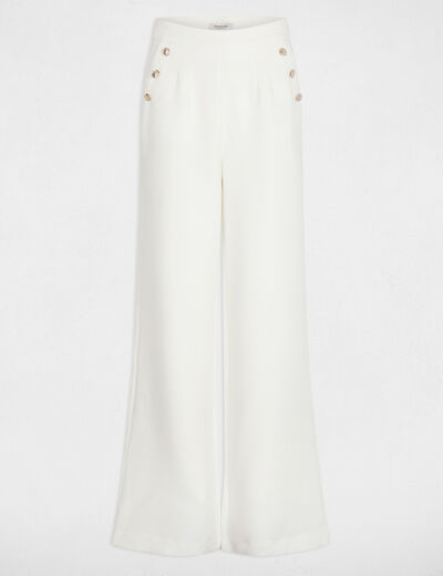 Weite Hose mit Knöpfen weiss damen