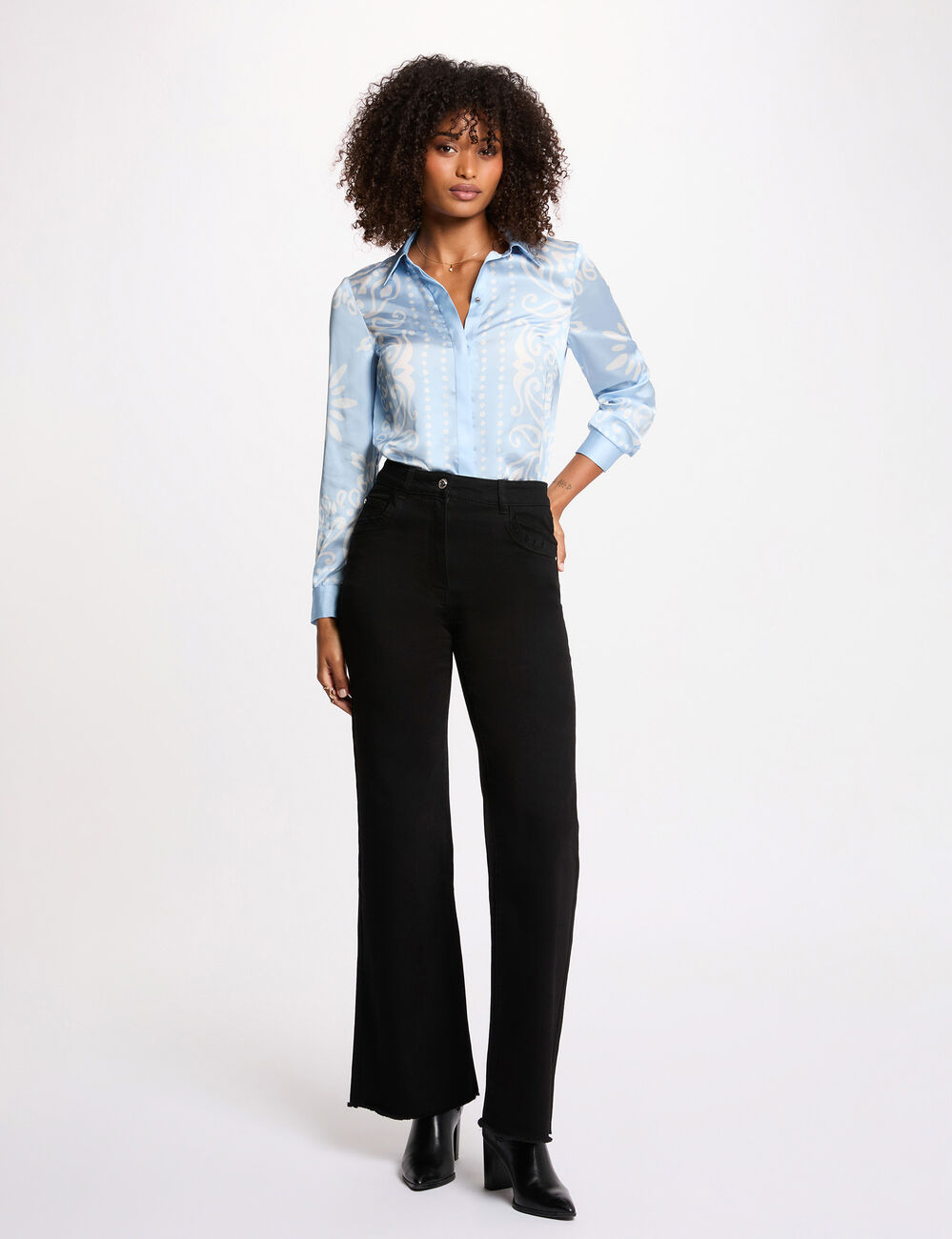 Flie&szlig;endes Hemd mit Print himmelblau damen