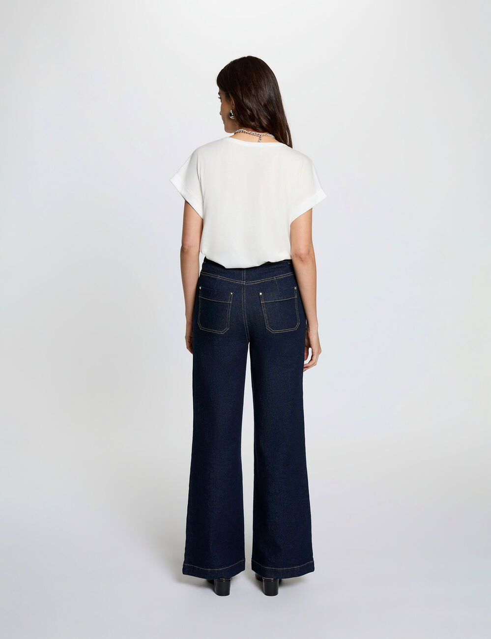 T-Shirt mit Rundhalsausschnitt weiss damen