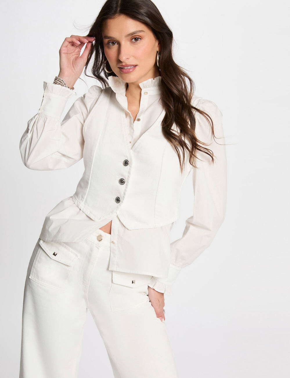 Ärmellose Jeansweste weiss damen