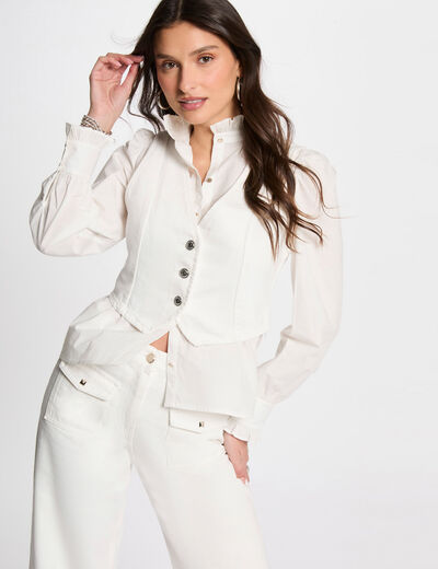 Veston sans manches jean blanc femme