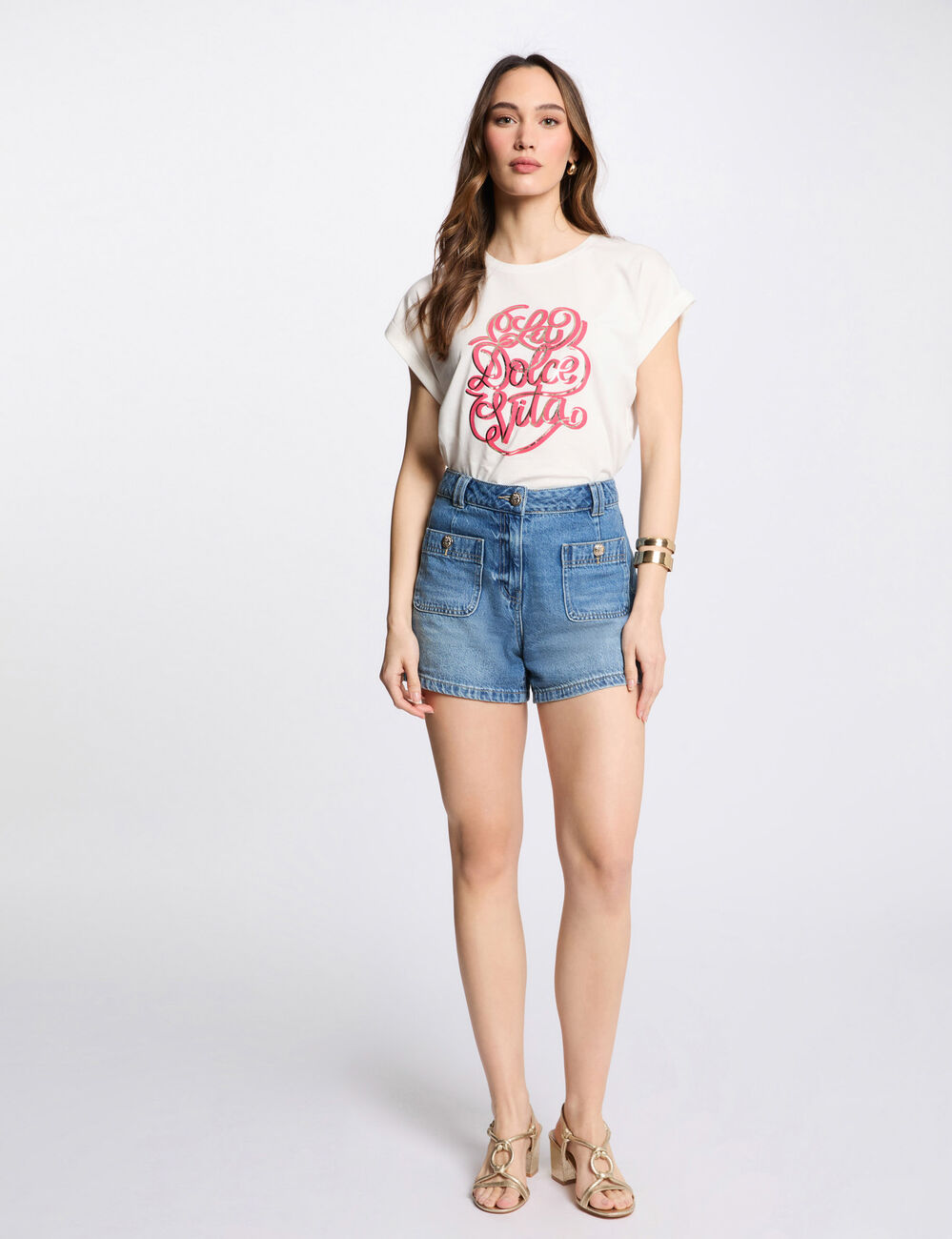 T-shirt mit Aufschrift weiss damen
