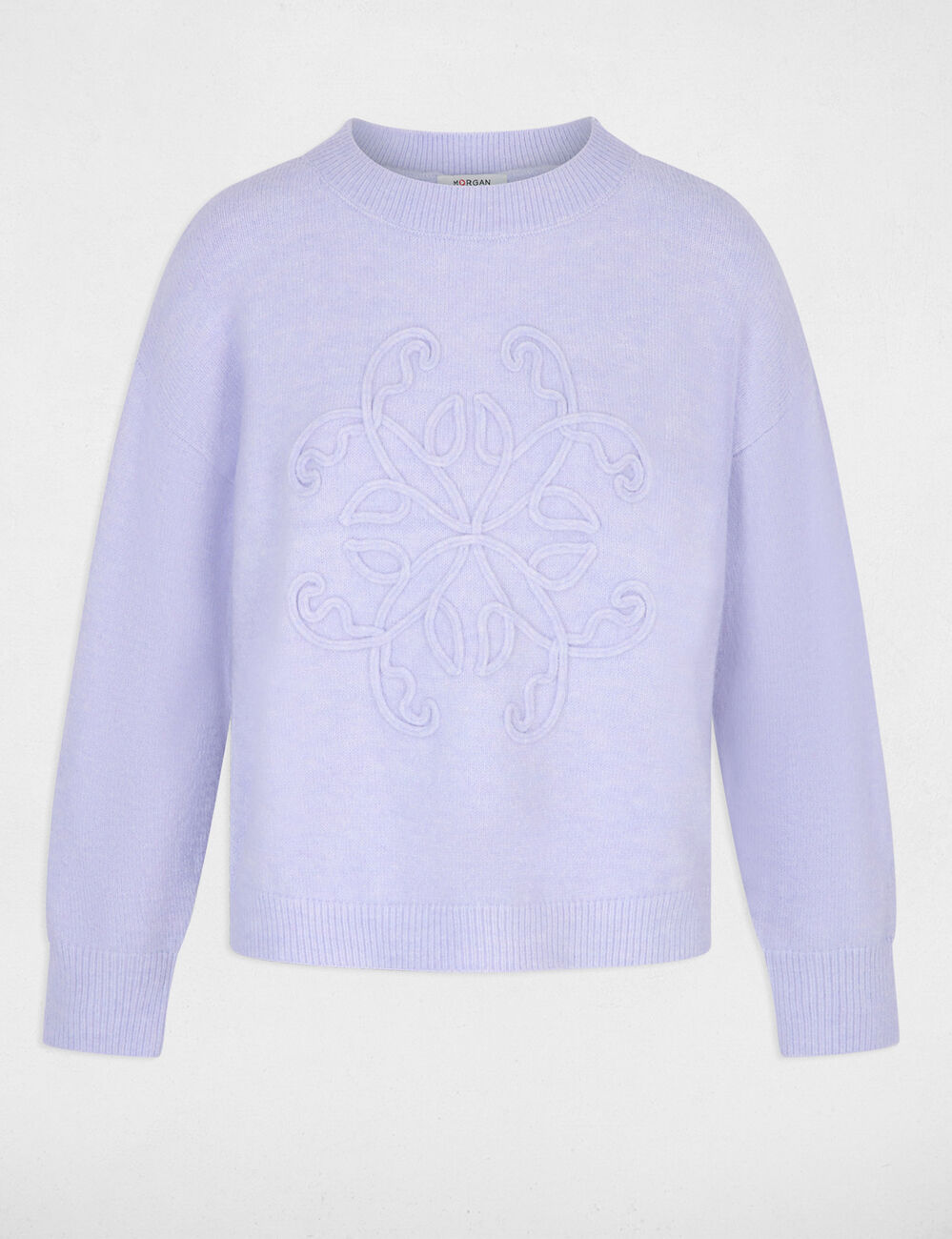 Pull col rond mauve femme