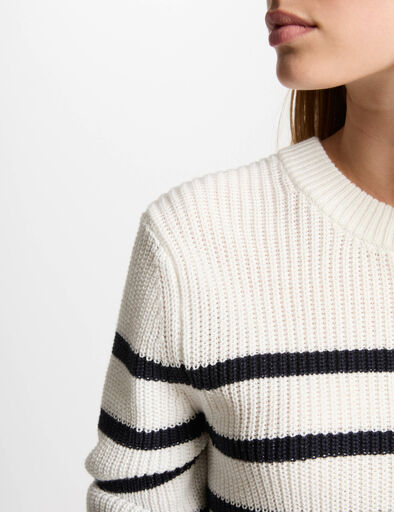 rundhals pullover mit streifen weiss damen Rundhals-Pullover mit Streifen weiss damen