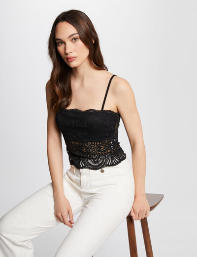 Tanktop mit schmalen Trägern schwarz damen