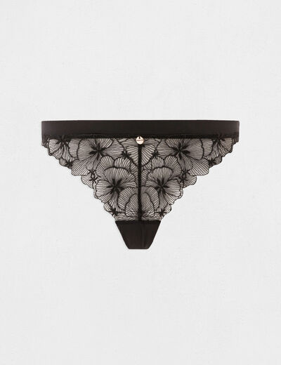 Tanga en dentelle noir femme