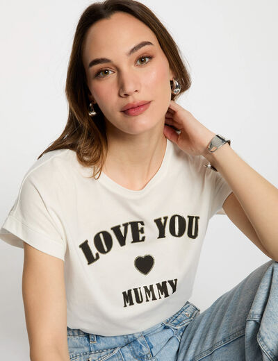 T-shirt à inscription blanc femme