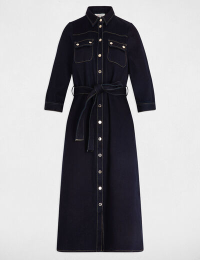 Robe 3/4 boutonnée denim brut femme