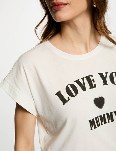 T-shirt à inscription blanc femme