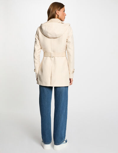 Trenchcoat Kunstlederdetails elfenbein damen