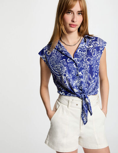 Chemise manches courtes multicolore femme