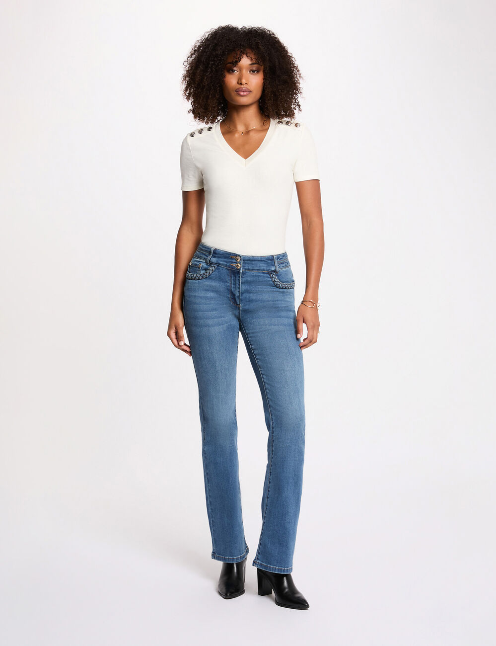 T-shirt manches courtes ivoire femme