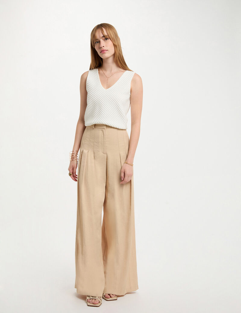 Strick-Tanktop mit V-Ausschnitt weiss damen