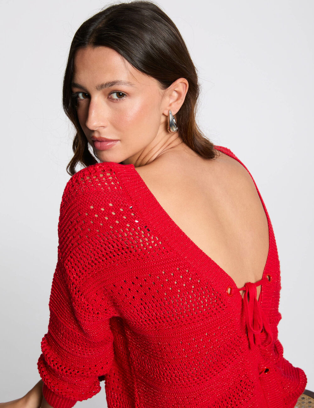 Pullover mit langen Ärmeln rot damen