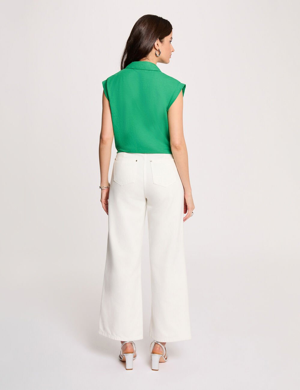 &Auml;rmellose Bluse wiesengr&uuml;n damen