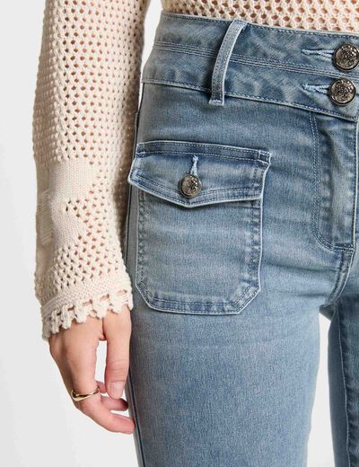 Bootcut-Jeans mit hoher Taille gebleichtes denim damen