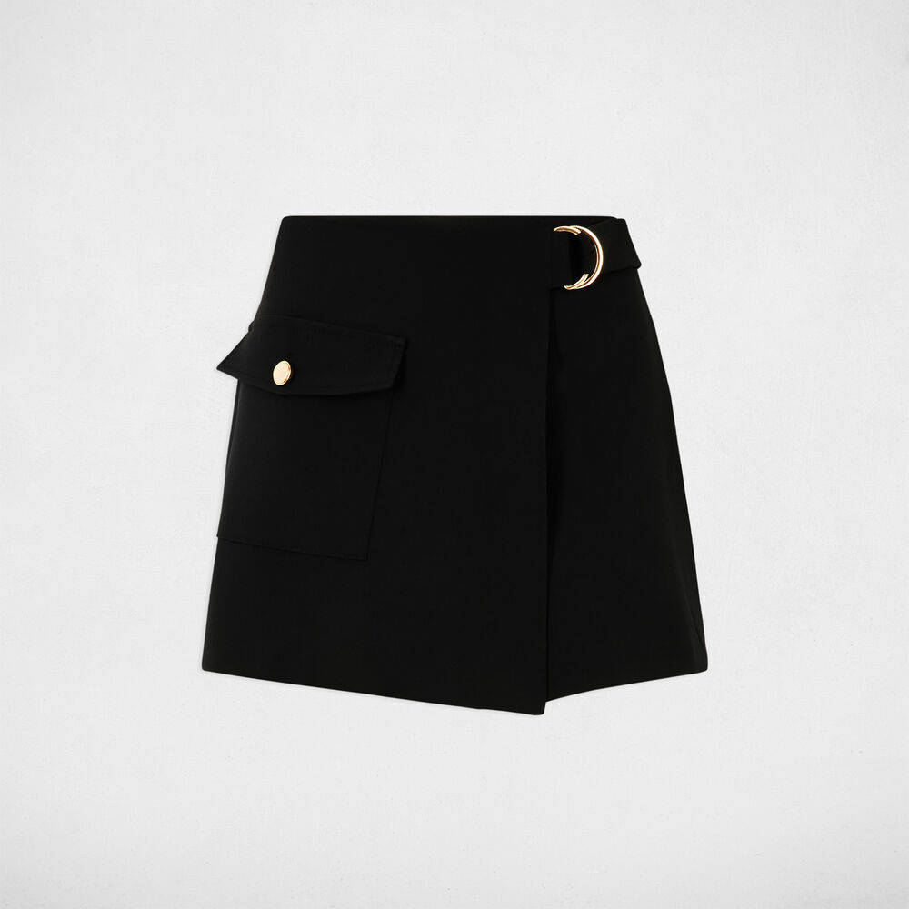 Figurbetonter Wickelrock schwarz damen
