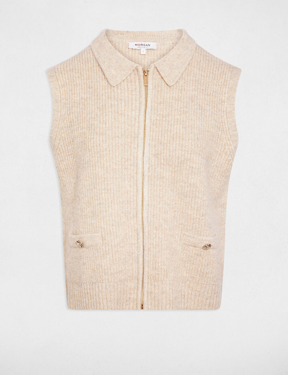 Gilet sans manches creme femme