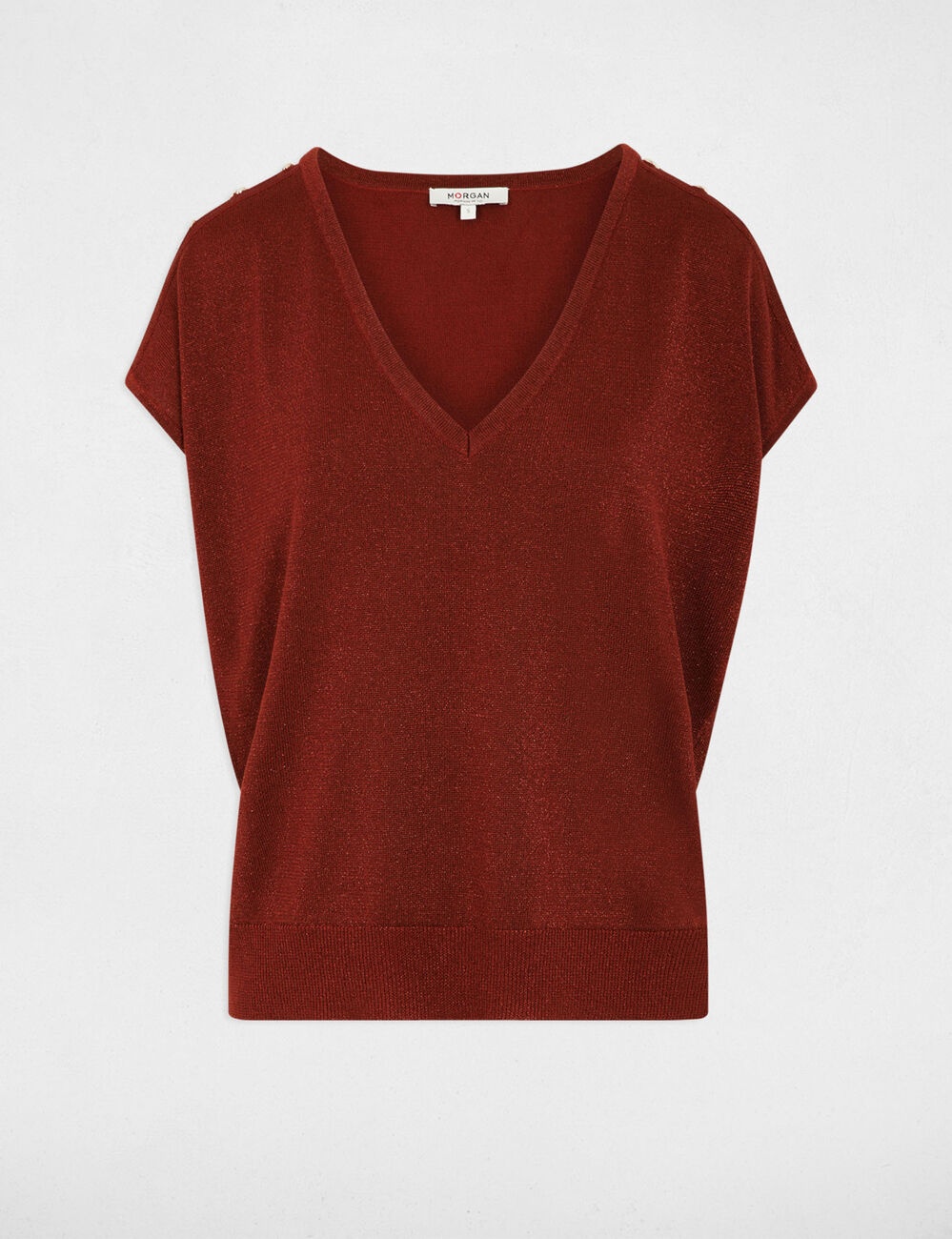 Oversize-Pullover mit V-Ausschnitt cognacbraun damen