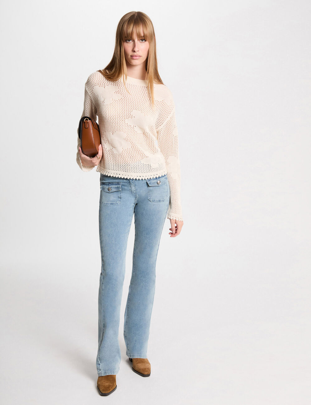 Jean bootcut denim bleach femme