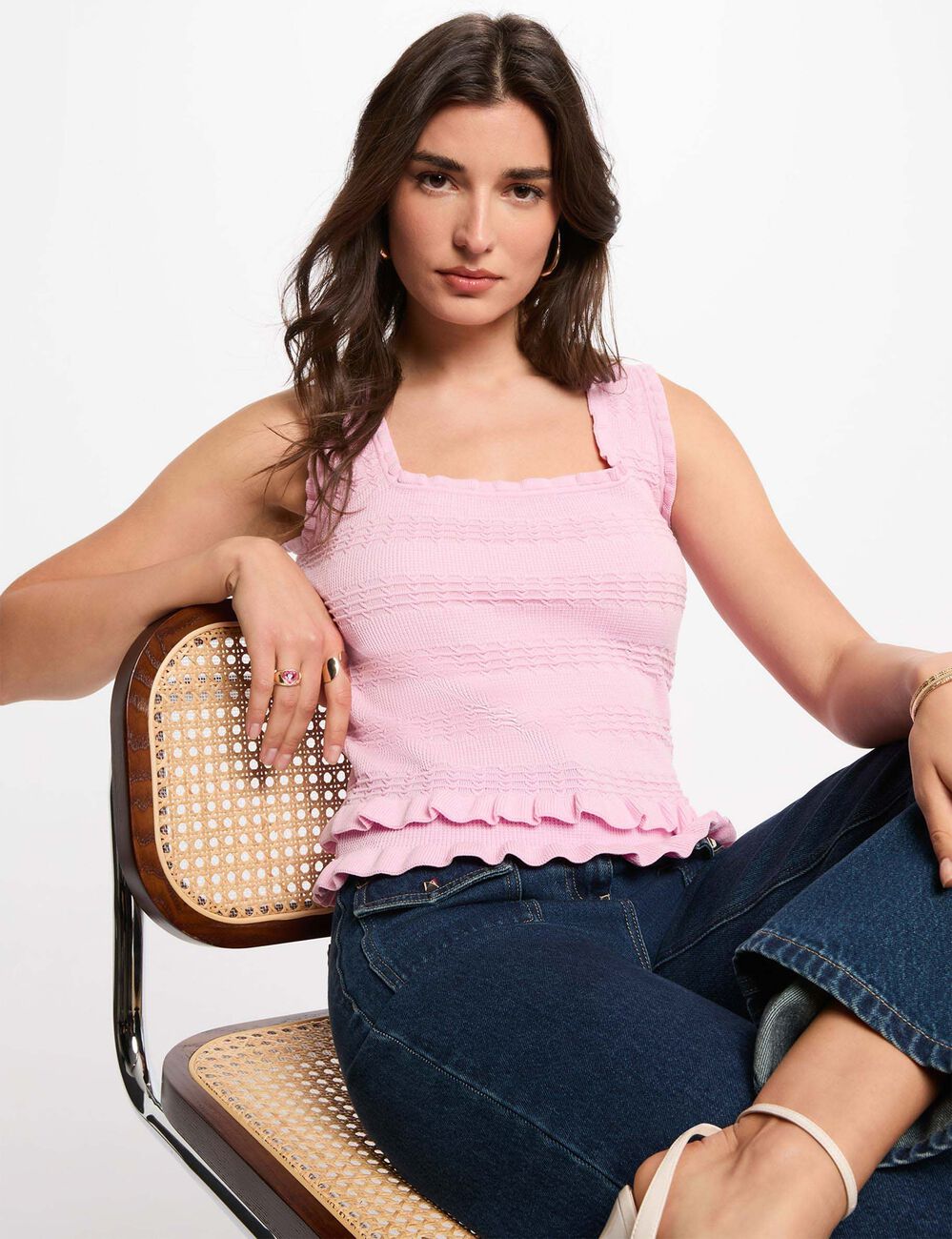 &Auml;rmelloser, figurbetonter Pulli rosa damen