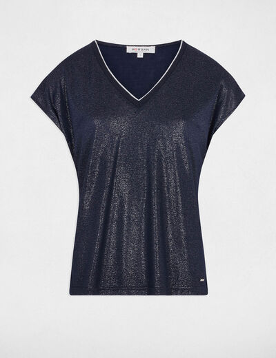 Kurzarm-T-Shirt marineblau damen