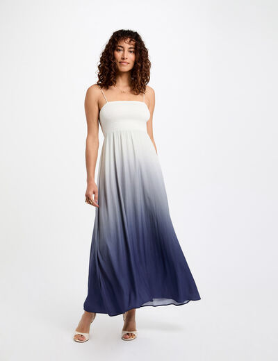 Robe longue droite fluide multicolore femme