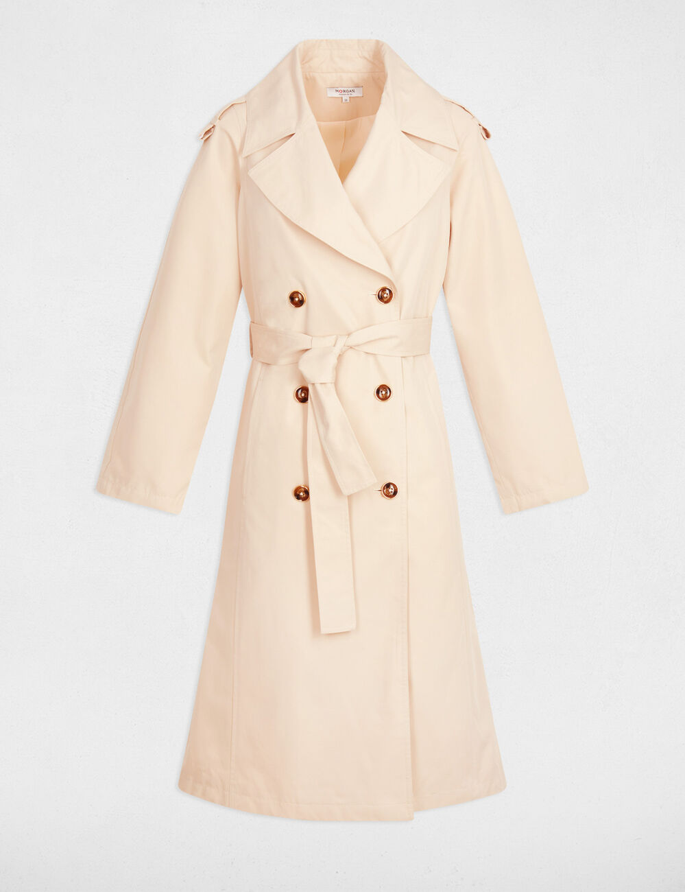 Trench long col tailleur sable femme