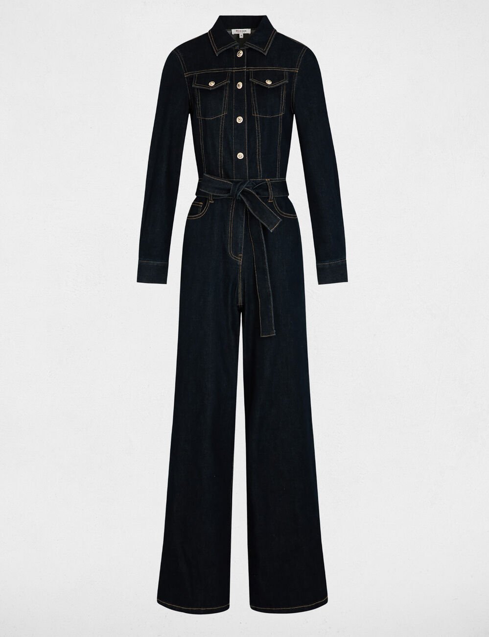 Weite Jeans-Overall rohes denim damen