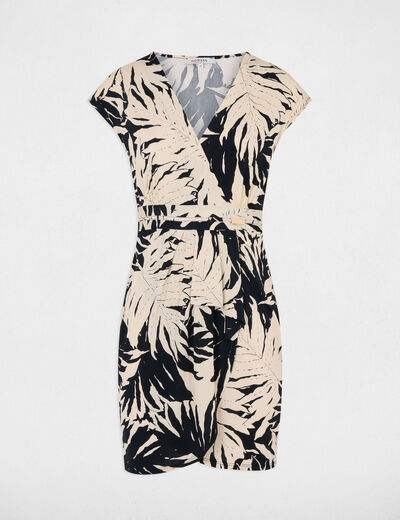 Robe courte ajustée imprimée multicolore femme