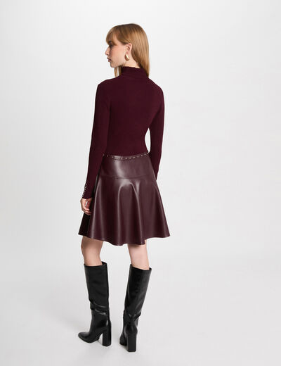Kurzes Skaterkleid im 2-in-1-Effekt pflaume damen