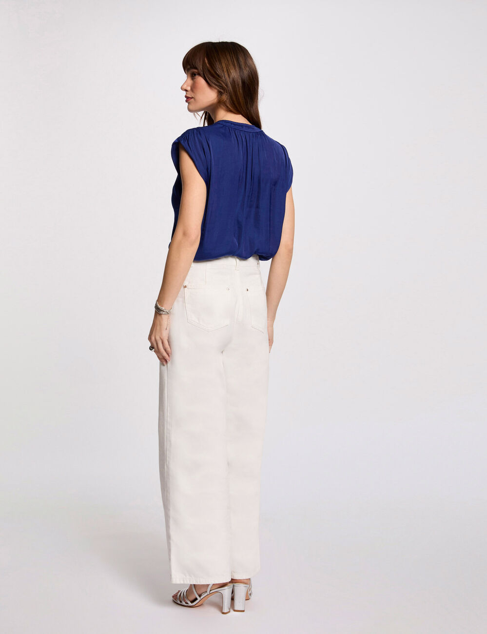 Blouse sans manches bleu electrique femme