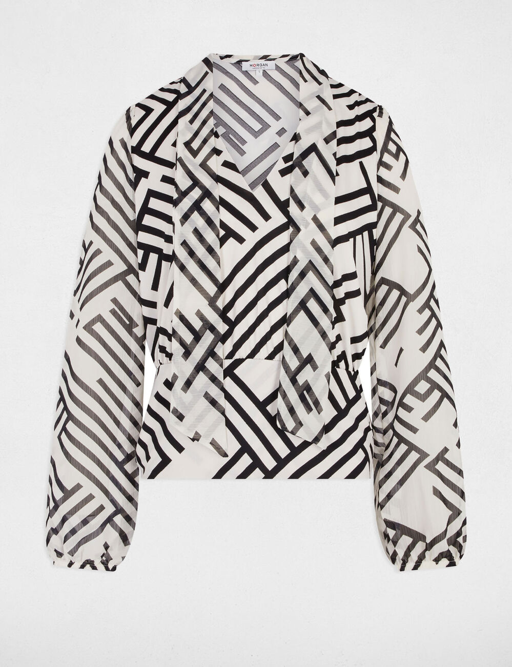 Bedrucktes Langarm-Top weiss damen