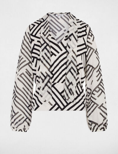 Bedrucktes Langarm-Top weiss damen