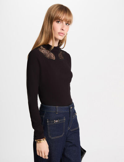 Langarmshirt schwarz damen