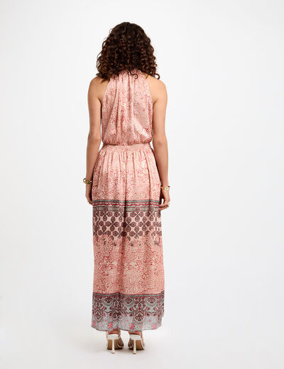 Robe longue droite imprimée multicolore femme