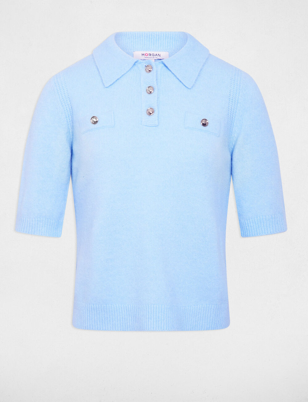 Figurbetonter Pullover mit Reverskragen hellblau damen