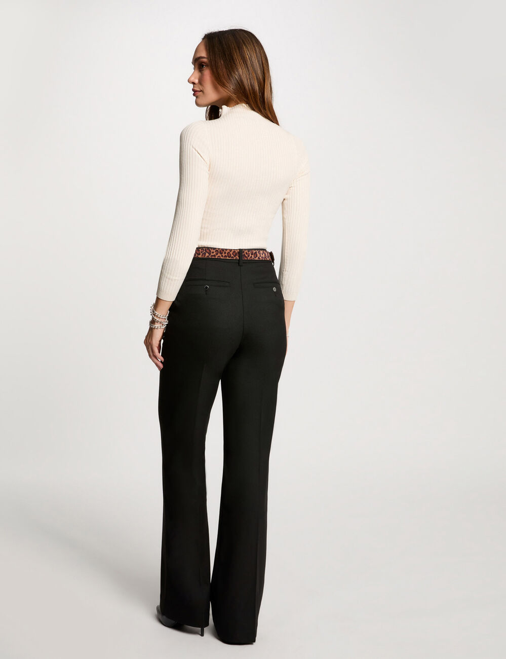 Pullover mit hohem Kragen, gerippt elfenbein damen