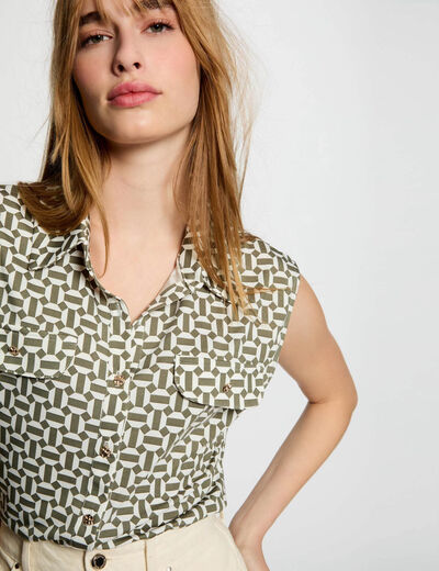 Blouse manches courtes blanc femme
