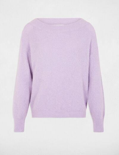 Pull col rond parme femme