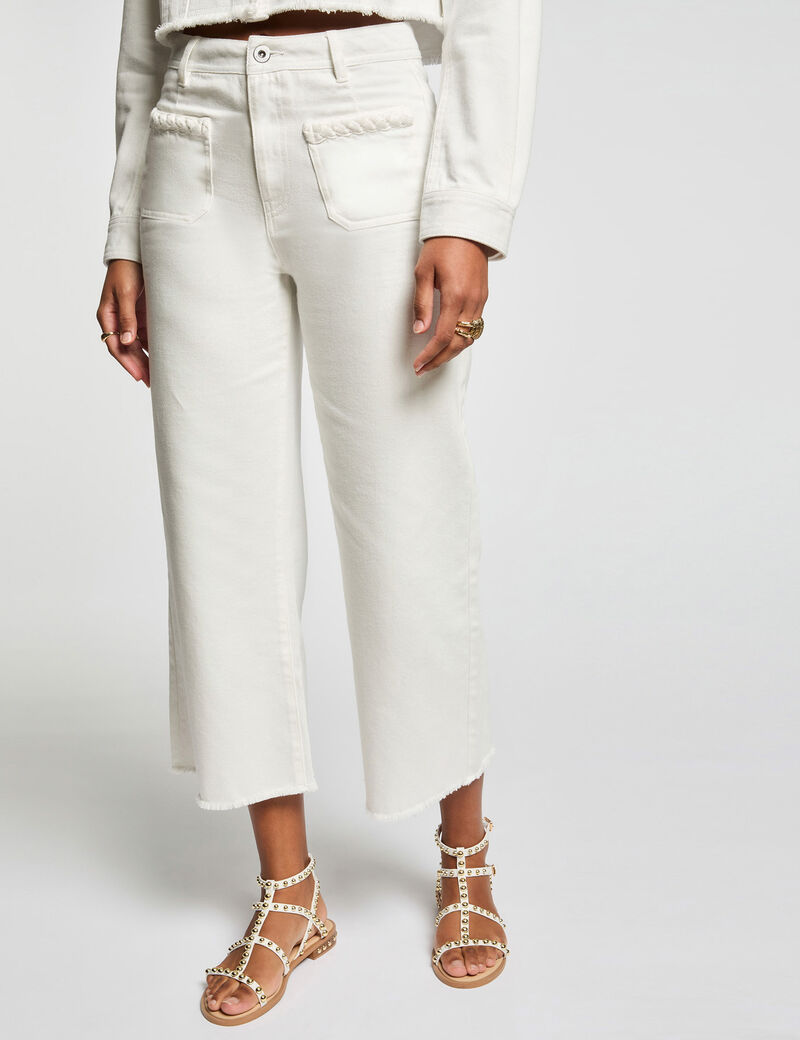 jeans flare taille haute blanc femme Jeans flare taille haute blanc femme