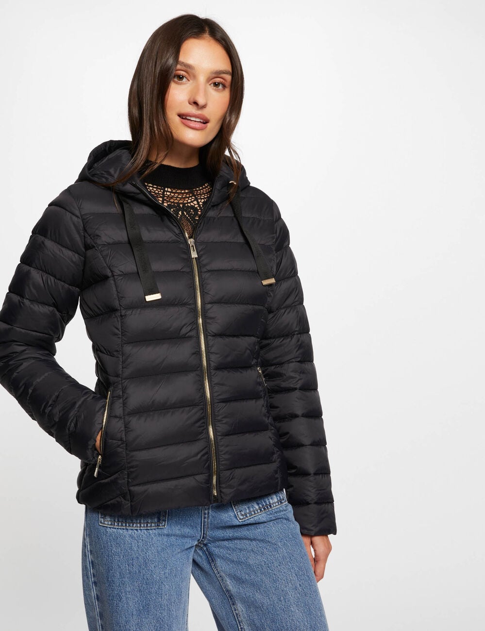 Steppjacke mit Stehkragen schwarz damen