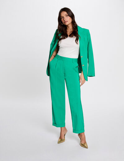 Gerade geschnittene Hose mit Abnähern smaragdgrün damen