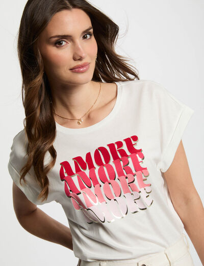 T-shirt mit Aufdruck weiss damen