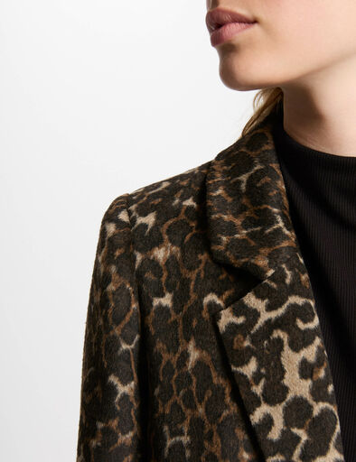 langer mantel mit leopardenmuster mehrfarbig damen Langer Mantel mit Leopardenmuster mehrfarbig damen
