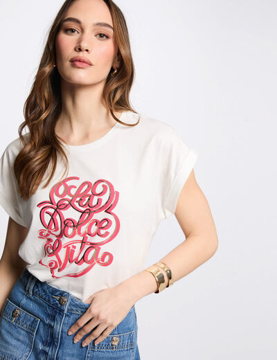T-shirt mit Aufschrift weiss damen